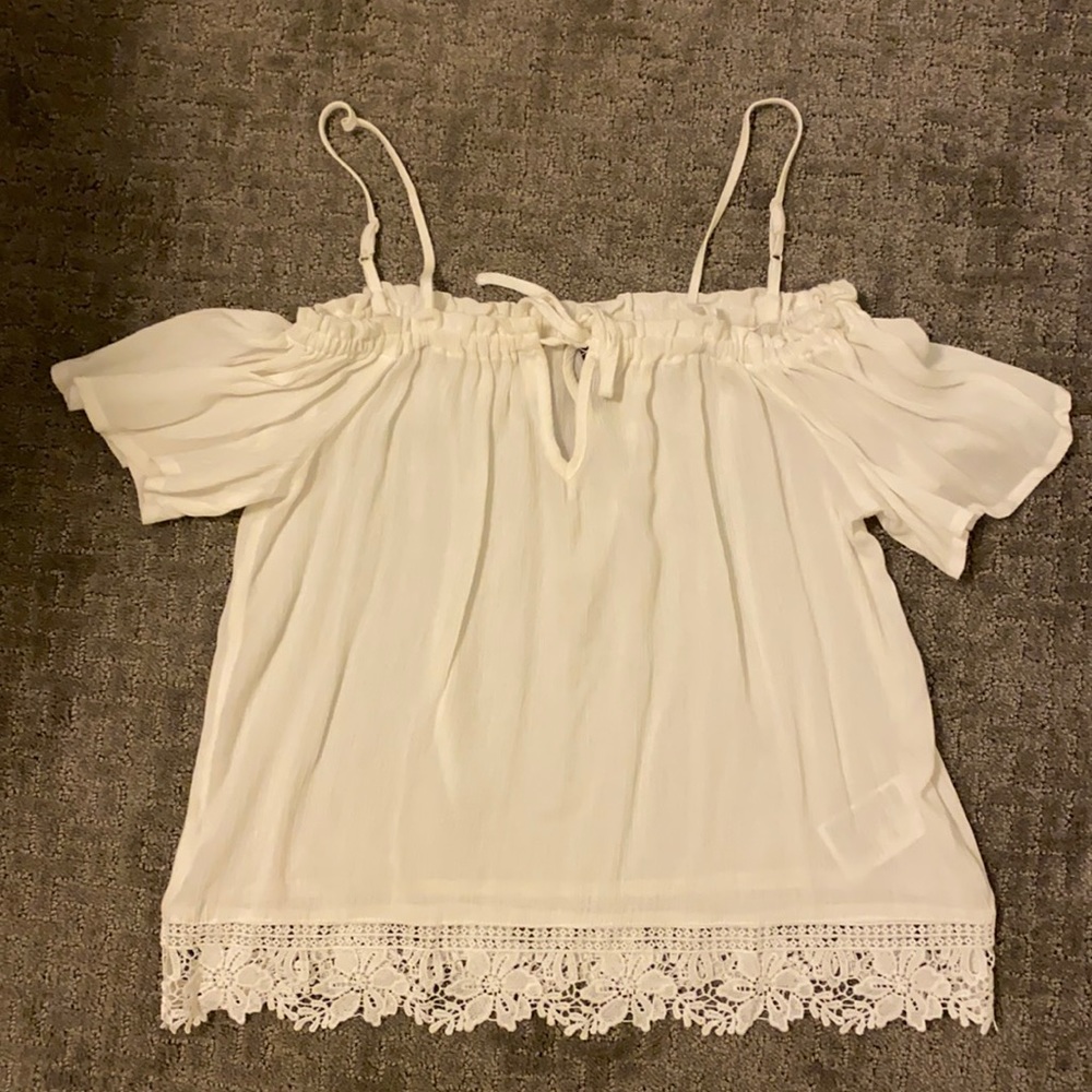 NWOT- Off The Shoulder Top with Crochet Detailing